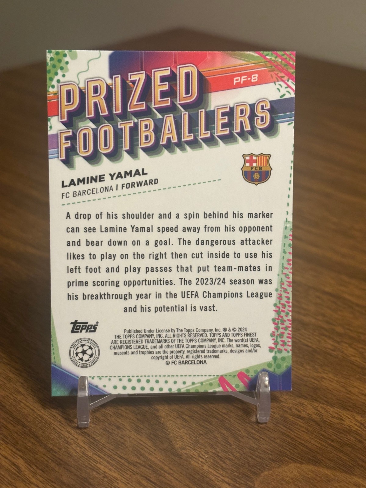 Lamine Yamal 2023 2023-24 Topps Finest UEFA UCC Prized Footballers Rookie RC view 2