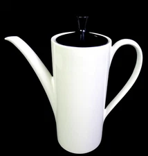 Myott Staffordshire England Porcelain Black And White 9 1/2" Coffee Pot 1950s