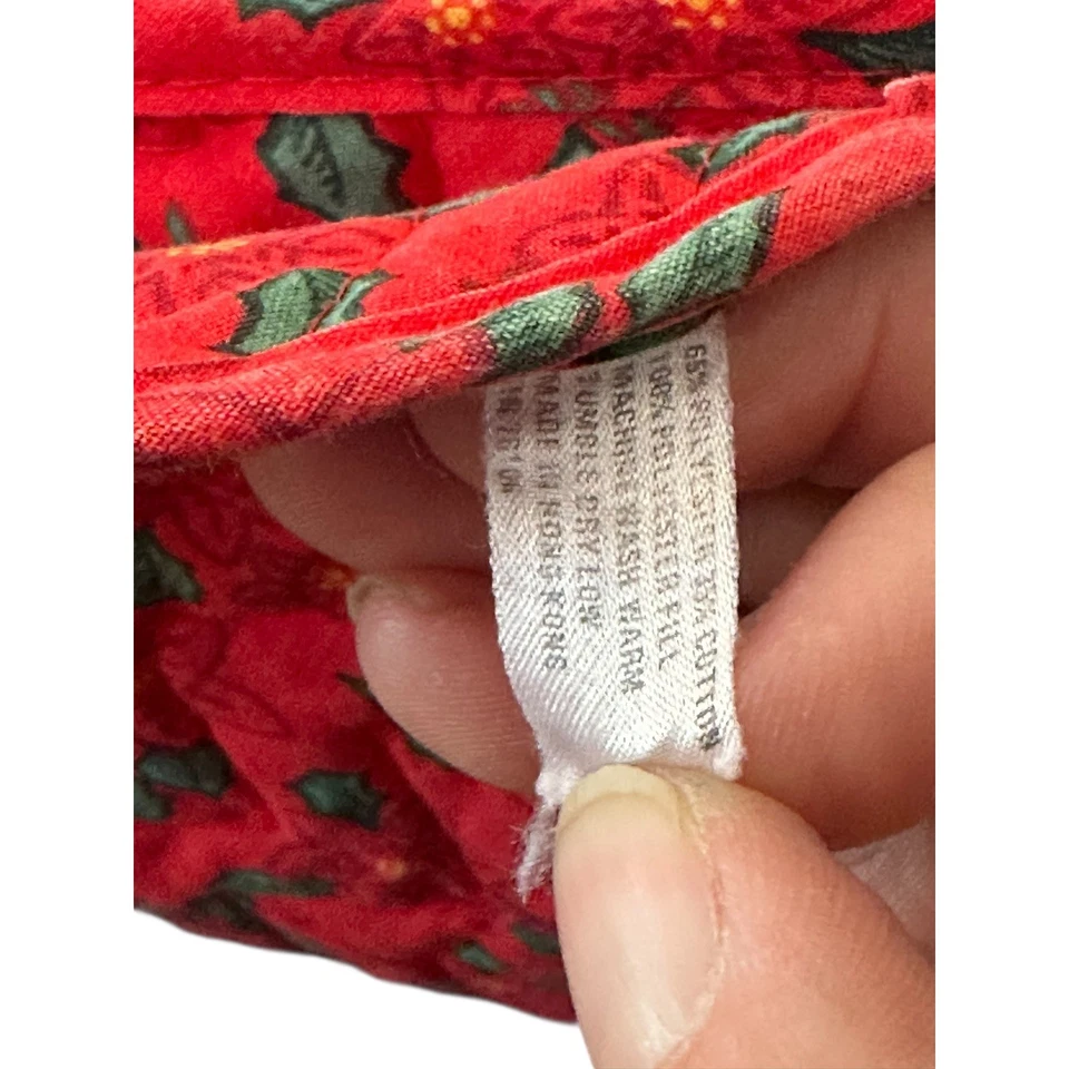 Set of 4 Quilted Poinsettia Christmas Placemats Red Green Holiday Table Decor - Image 2 of 4