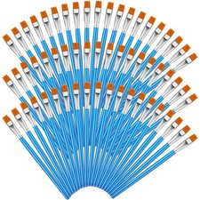 60 Pcs Flat Paint Brushes Acrylic Painting Bulk Artist Detail Blue 1/2 Inch