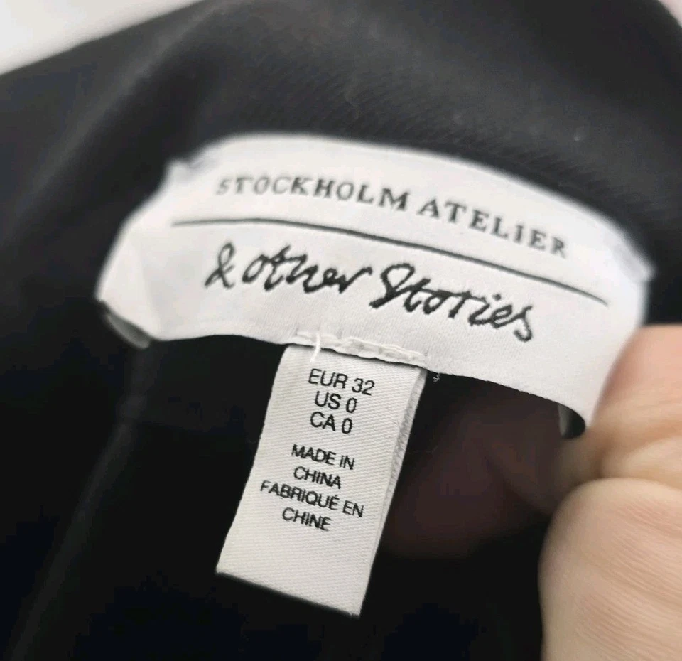 & Other Stories Pants Womens 0 25 Black High Rise Trouser Wool Slacks Paperbag - Image 2 of 4