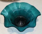 Handblown Blenko Peacock Blue Glass Bowl