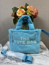 NWT Rare Marc Jacobs Pool Blue Terry Cloth Medium Satchel Bag