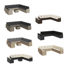 11-tlg. Garten-Sofagarnitur Garten-Lounge-Set Sitzgrupp mit Kissen Poly Rattan