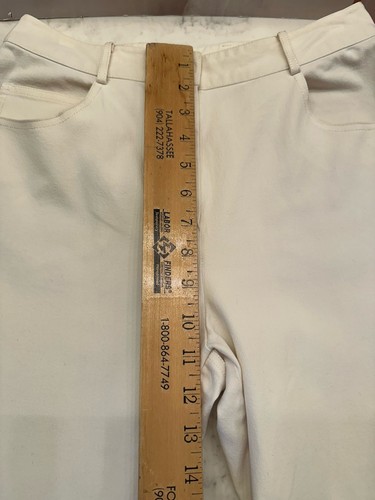 St. John Sport Women’s Sz 2 Trousers Cream Lightweight High Waist Logo Vintage - Picture 10 of 12