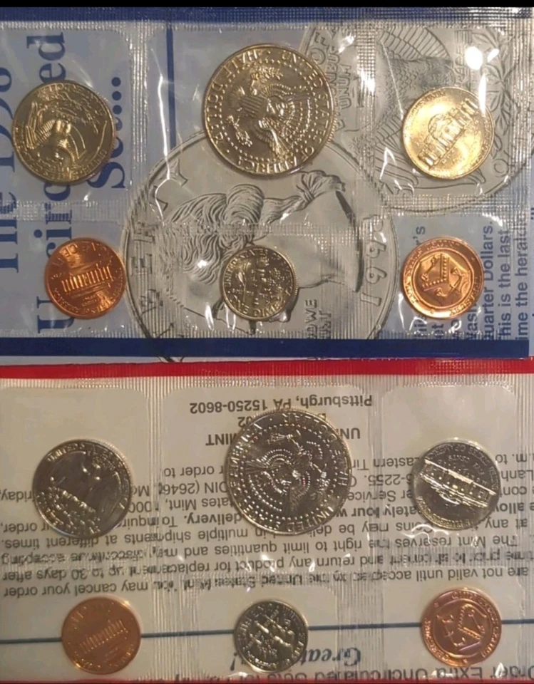 1998 US Mint Uncirculated Coin Set Denver Philadelphia OGP with COA 5c P Toned * - Image 2 of 4