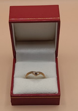 9CT Gold Wishbone Design Ring Sapphire & CZ 1.4g - SIize-P