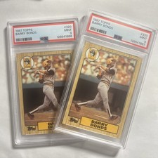 (2) 1987 TOPPS MLB BASEBALL CARD #320 BARRY BONDS ROOKIE PSA 9 MINT SHARP