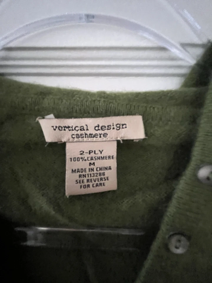 Suéter con capucha de cachemir de 2 capas suéter verde pequeño/mediano de diseño vertical para mujer Foto 4 de 4