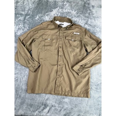Habit Men s L Performance Fishing Shirt Solar Factor Long Sleeve Tan Excellent