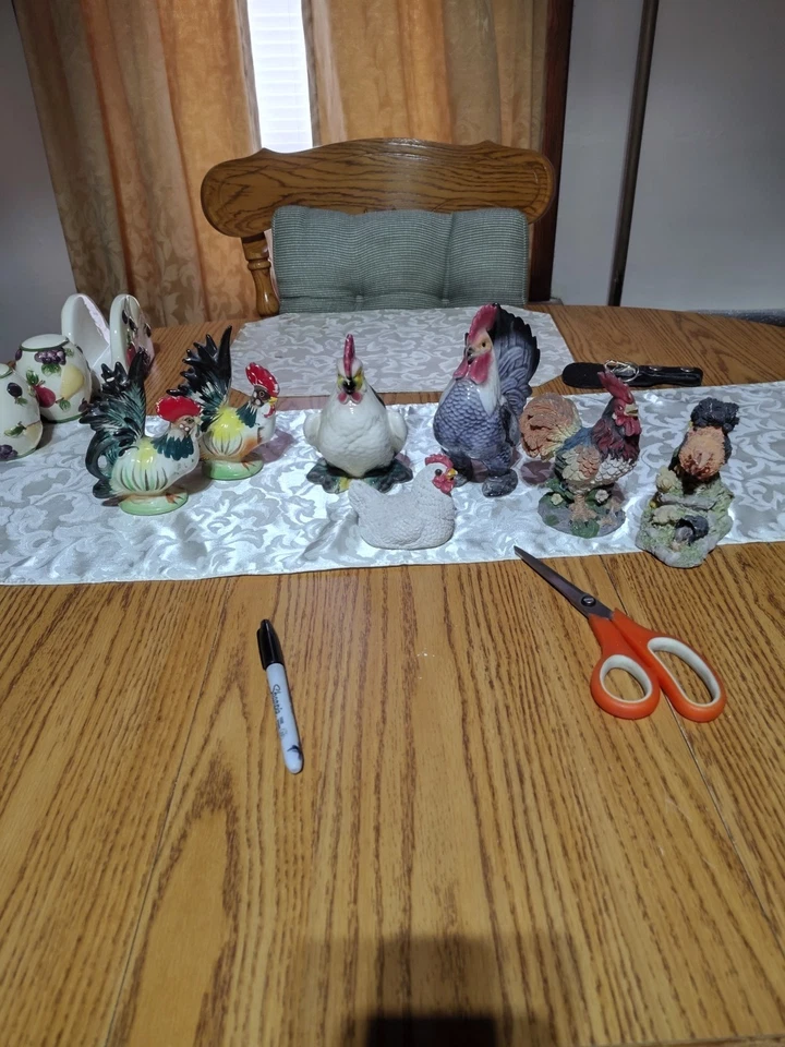 Estatuilla vintage de porcelana cerámica 7 gallinas gallo Foto 4 de 4