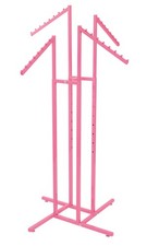 SSWBasics Hot Pink 4-Way Slanted Arm Clothing Display Rack - Durable Retail