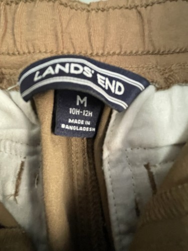 Lands End Youth M 10H - 12H Husky Khaki Cargo Shorts 100% Cotton Belted/ Elastic - Picture 3 of 3