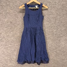 J. Crew Dress Women 00 Blue Sheath Midi Zipper Sleeveless Lined Rayon Casual