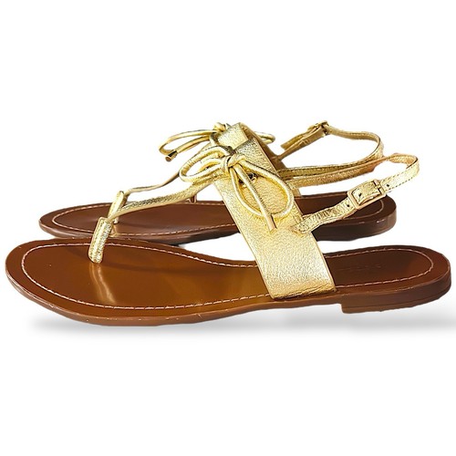 Kate Spade New York “Mystic Bow” Gold Leather Thong Sandals Women’s Size 10 - Picture 5 of 10