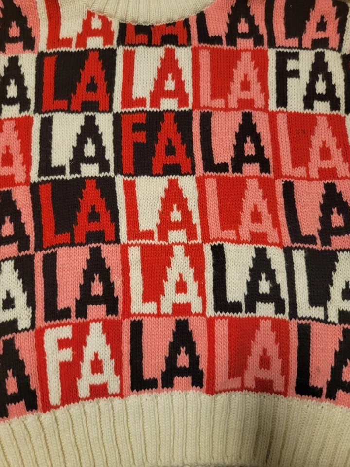  H&M Fa La La Jacquard-Knit Wool-Blend Sweater Pink/Black/Red/White Size XL - Image 4 of 4
