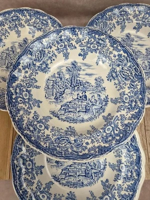 Lot de 4 assiettes creuses vintage Lunéville modèle English, décor Toile de Jouy - Photo 1/4