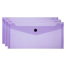3 Pack A6 Plastic Expanding File Folders with Snap Closure, Purple