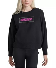  60 DKNY Womens Rhinestone Crewneck Pullover Sweatshirt