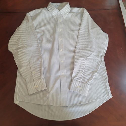 Eagle White Striped Long Sleeve Button Down Dress Shirt 16.5 34/35 ๐ป๐ณ - Picture 1 of 4