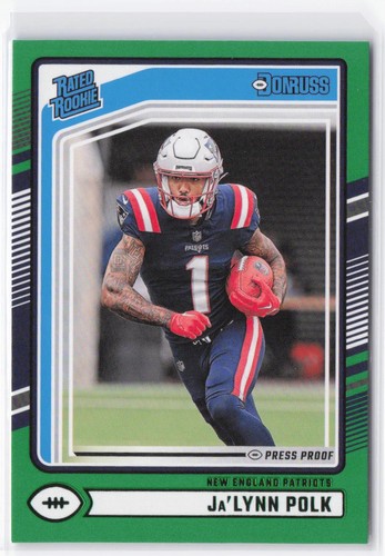 2024 Donruss Ja'Lynn Polk RC #373 Press Proof Green New England Patriots - Picture 1 of 2