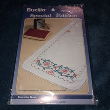 BUCILLA Stamped Cross Stitch DRESSER SCARF 63334 FLORENTINE NEW No Floss Incl.