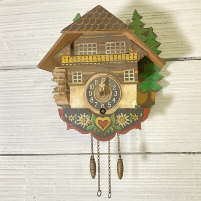 Handmade small albert schwab karlsruhe mechanical cuckoo clock, Made in Germany.