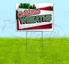 CHRISTMAS WREATHS 18x24 Yard Sign Corrugated Plastic Bandit Lawn USA