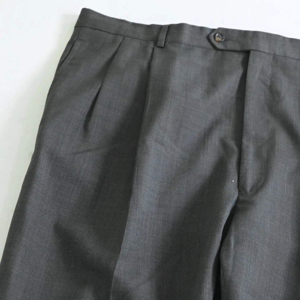 Pantalones de vestir Jos A Bank 40x30 marrón plisado con puños 100 % lana para hombre Foto 2 de 4