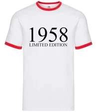 Limited Edition 1958 - Mens Ringer - Birthday Present 66th 66 Gift Age
