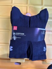 UNDER ARMOUR Men Crew Socks 6 Pair 76 Cotton BLACK - NEW SIZE L