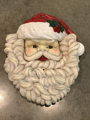 Vintage Telco Talking Santa Head Wall Hanging Christmas Holiday Decor