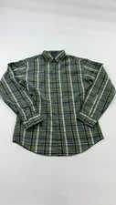Eddie Bauer Shirt Mens Small Green Plaid Mesh Lined Classic Fit Button Down