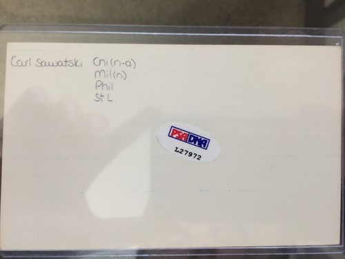 Carl Satawski autograph index card 3x5 PSA Braves Phillies Cardinals d 1991 - Picture 2 of 2