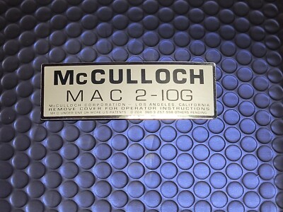 McCulloch MAC 2-10G Chainsaw Filter Cover Decal