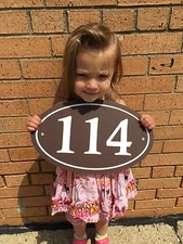 Oval House Number Sign Address Plaque  14x8.5 1/4" King ColorCore Brown/White