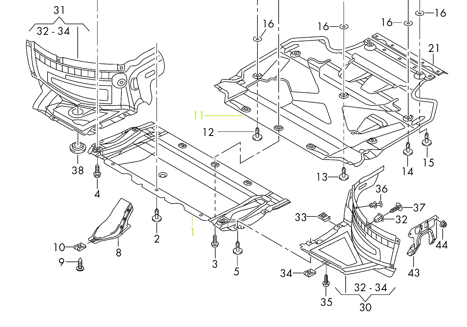 Audi RS7 14 17 OEM Engine Splash Shield Guard 4G0863821L 4G0863821K