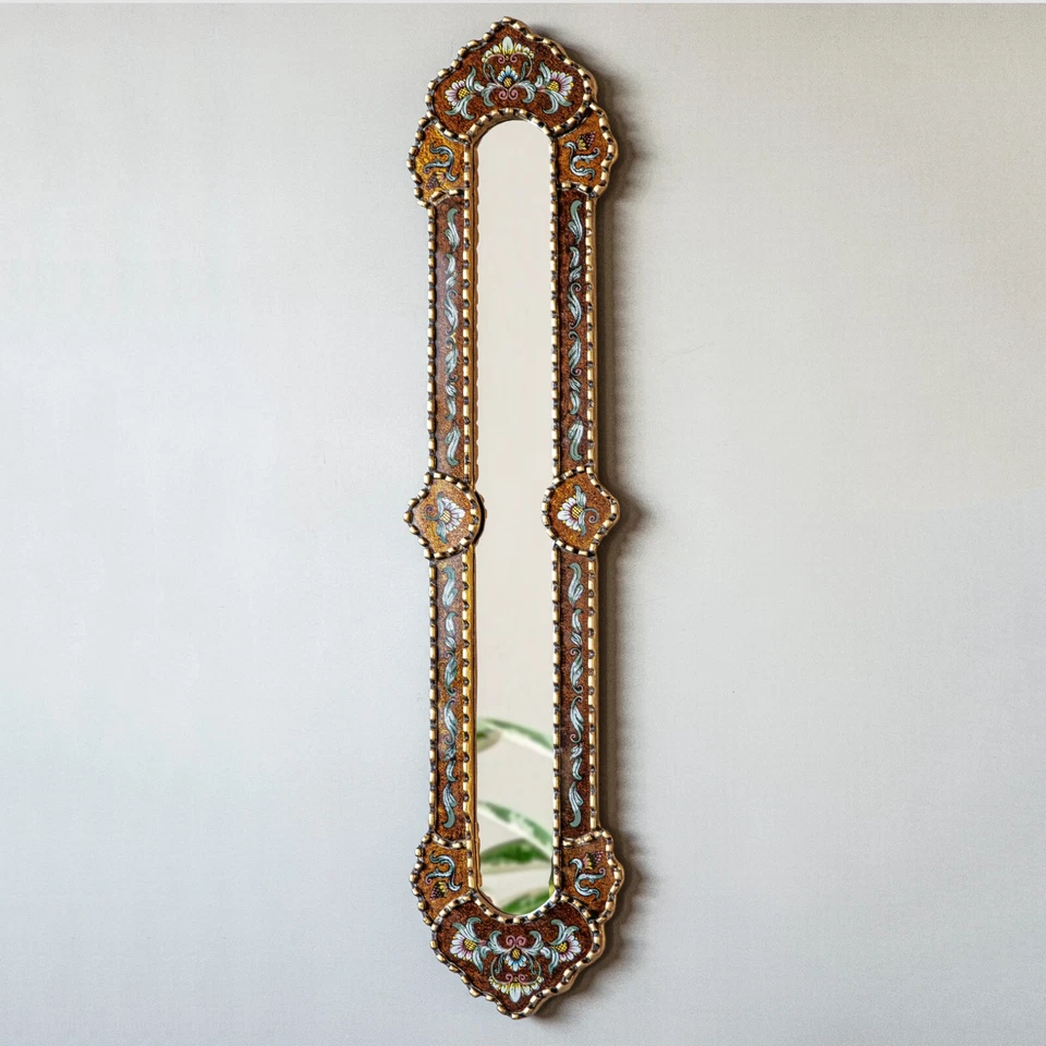 Walnut Colonial Narrow Mirror – Handmade Long Skinny Accent Mirror for Home - Image 4 of 4