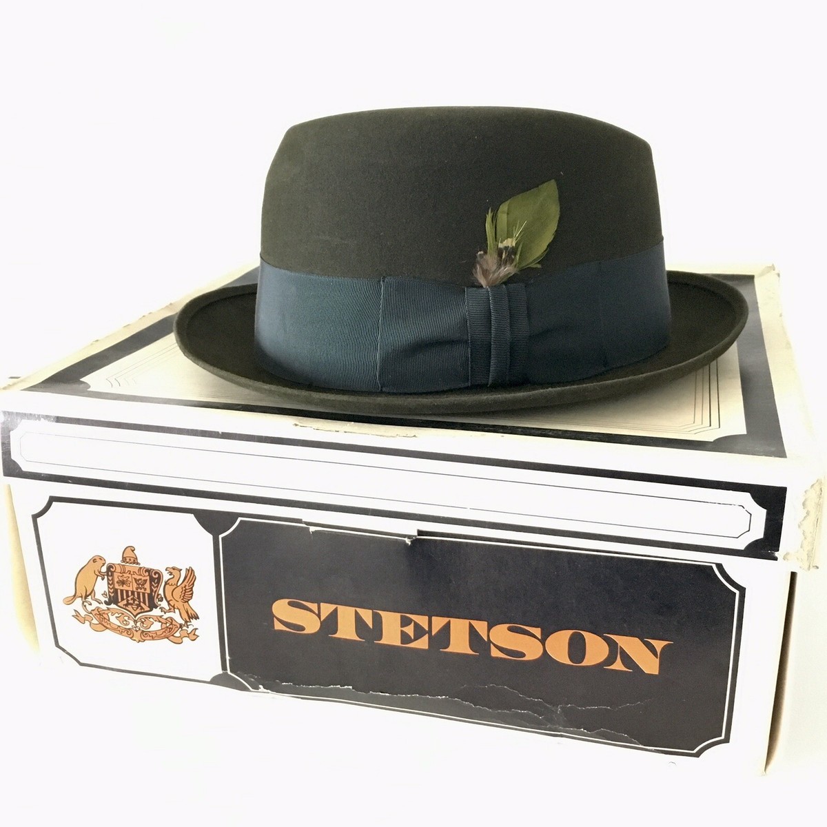 Vintage John B Stetson Co Royal Stetson Felt Fedora Hat Dark Green