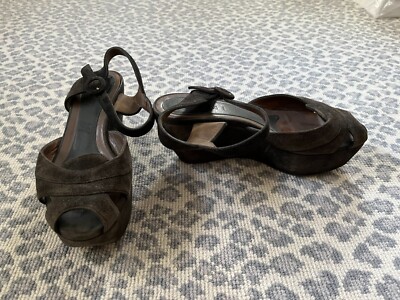 Marni Suede Brown Platform Sandals Size 36