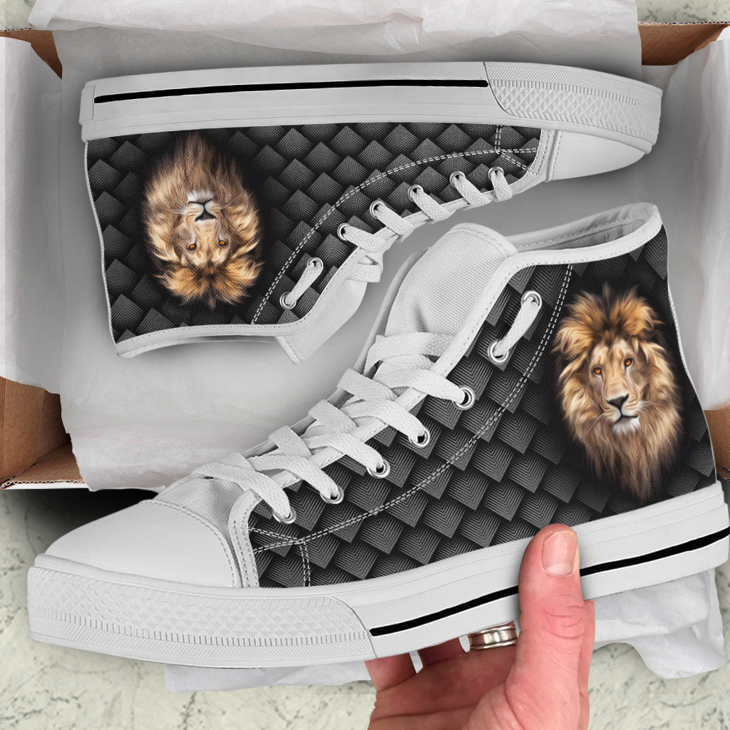 Lion Lover Men's High Top Shoes - Lion Head Custom Canvas Shoes | eBay