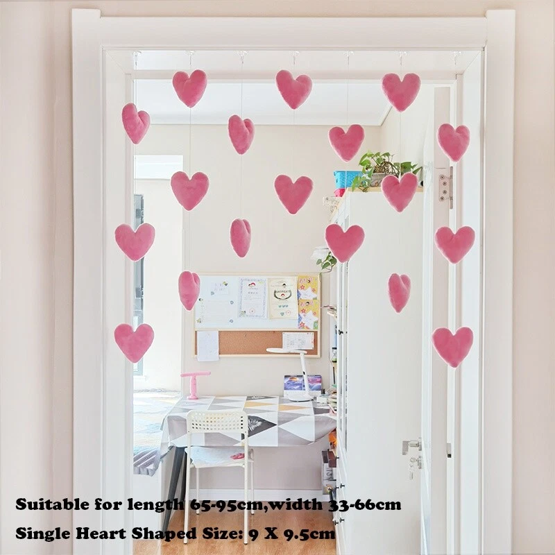 Cute Door Decor Heart Shaped Furry Door Hanging Curtain Self Adhesive - Изображение 3 из 4