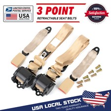 2 Pack Beige Universal 3 Point Retractable Adjustable Car Safety Seat Belt Kit 2 Pack Beige Universal 3 Point Retractable Adjustable Car Safety Seat Belt Kit