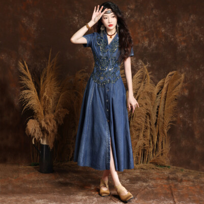 chinese dress ladies Mylie Denim Maxi Dress main image 1