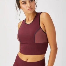 MICHI Activewear Womens Ignite Crop Bra Top Small Burgundy Red