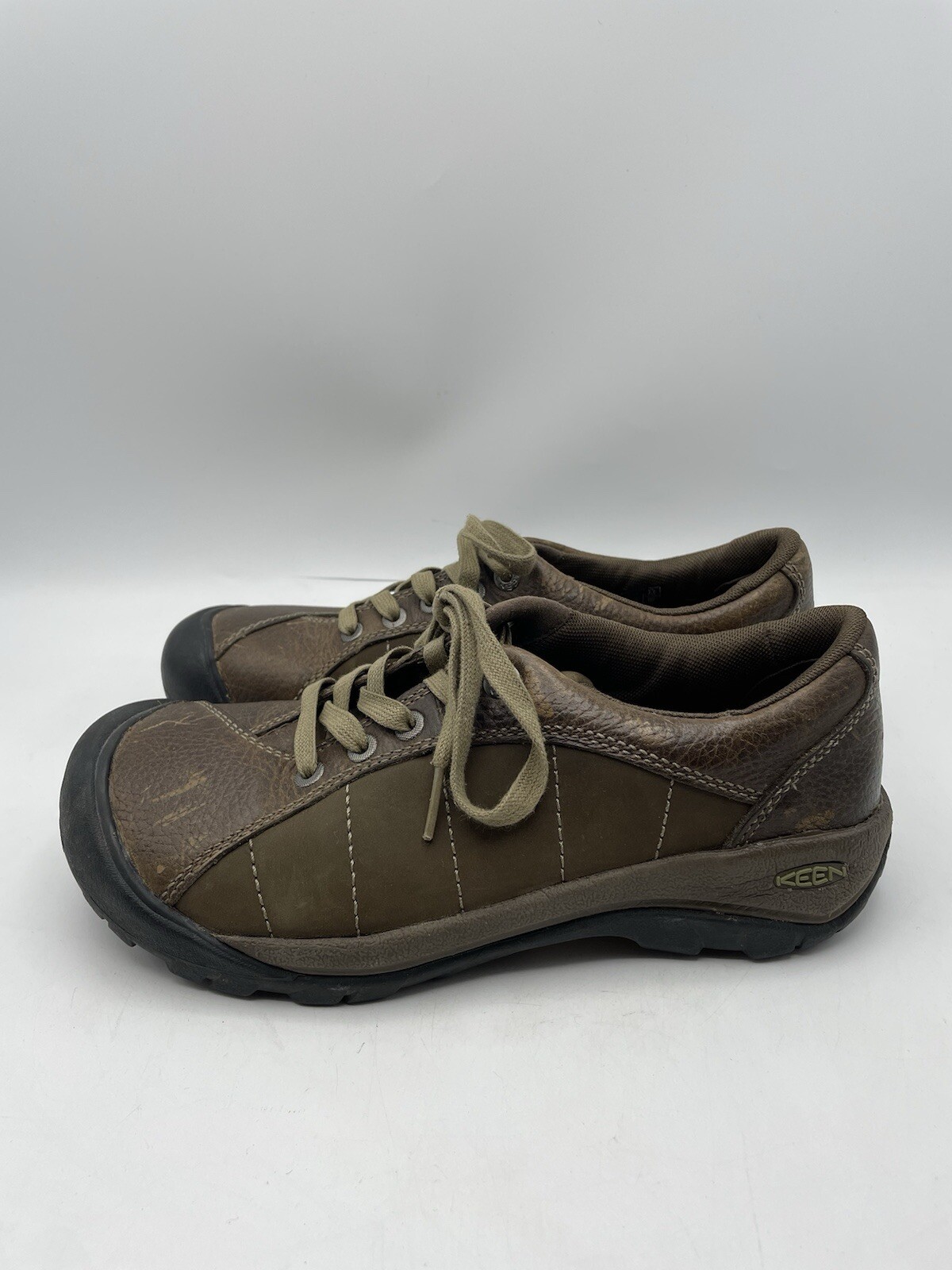Scarpe KEEN Presidio II donna taglia 7 5 pelle marrone passeggio escursionismo terra scura