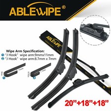ABLEWIPE 20"+18"+18" Fit For Nissan 350Z 2009-2003 Front Rear Wiper Blades J/U