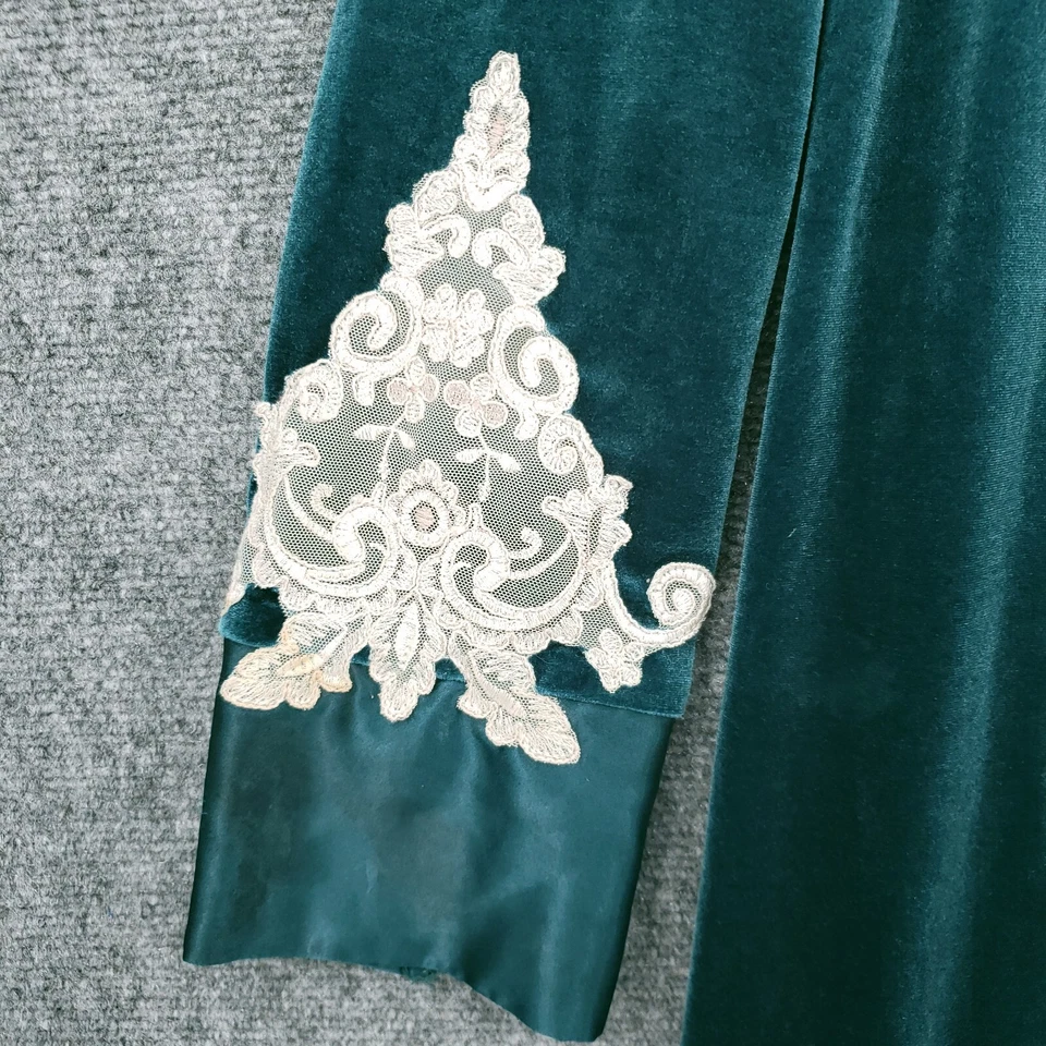 Lencería larga vintage Jonquil by Diane Samandi bata para mujer S pequeña de terciopelo verde Foto 4 de 4