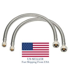 2 pair Homewerks 20 Stainless Steel Faucet Supply Lines 1/2 FIP X 3/8 Comp