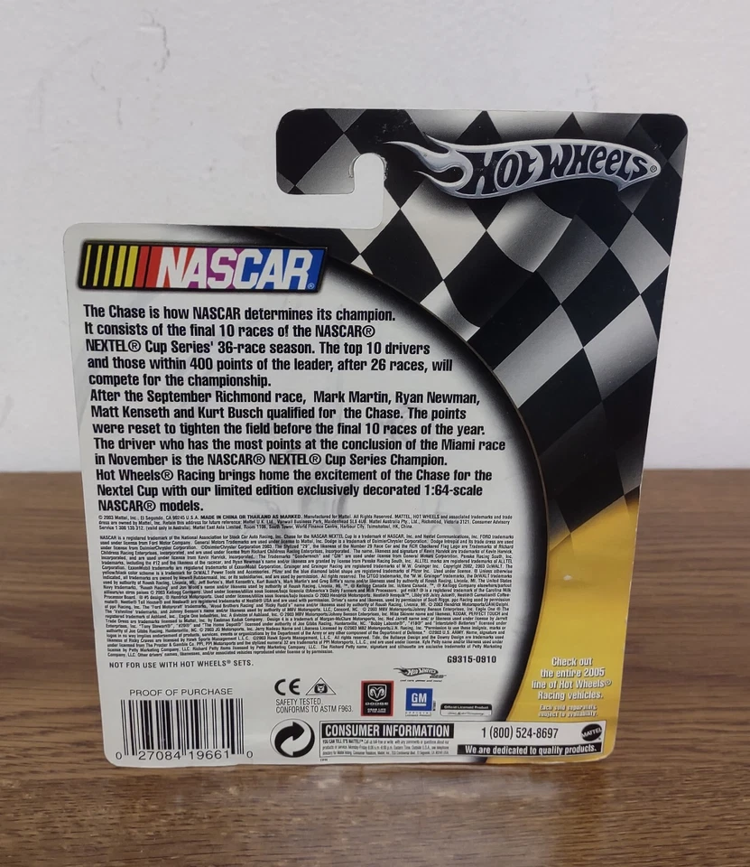 2004 Hot Wheels NASCAR Kurt Busch #97 Chase For The NEXTEL Cup 1:64 Diecast N19 - Imagem 2 de 2